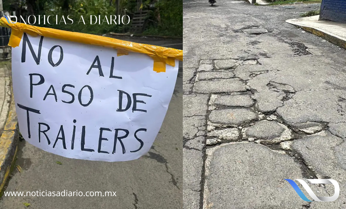 Hundimientos y baches en la calle Dos Arroyos preocupa a vecinos; toman vía como medida de protesta